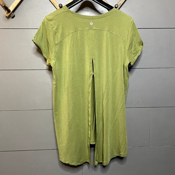 Lululemon Modal Open Up Tie Back T-Shirt Bronze Green Women's Size 6 - Picture 3 of 3